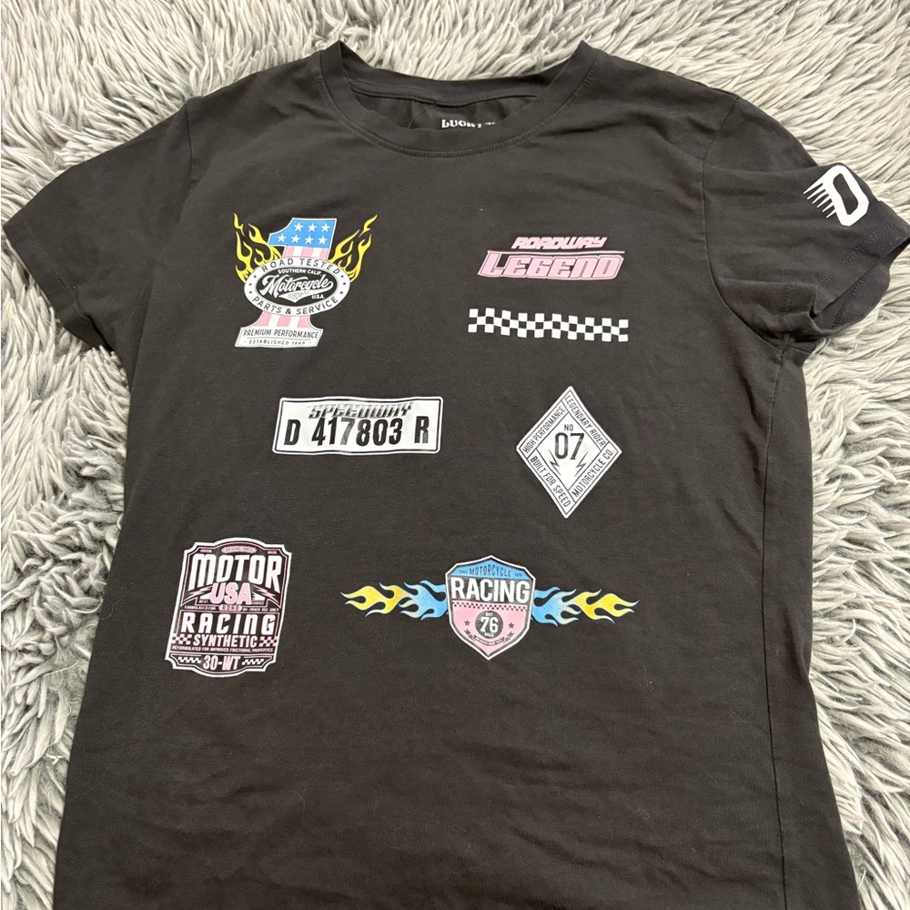 Lucky Brand Black Racing Graphic Kids T-Shirt